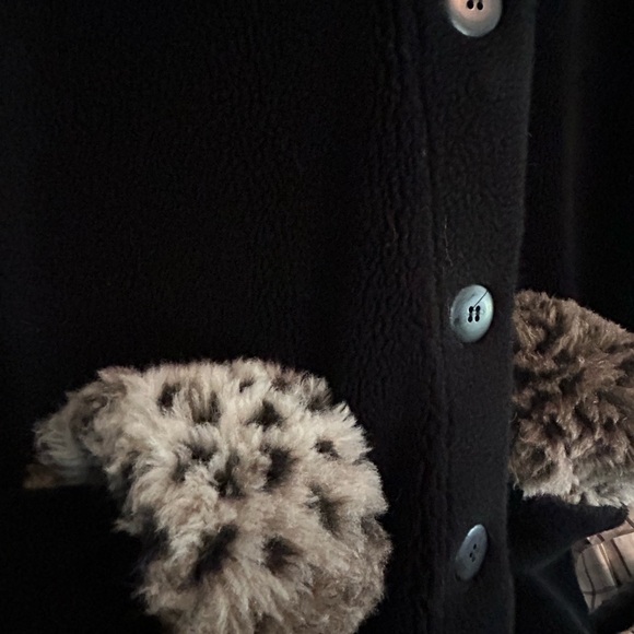 Fleece Jacket With Leopard Trim XL - Picture 3 of 4